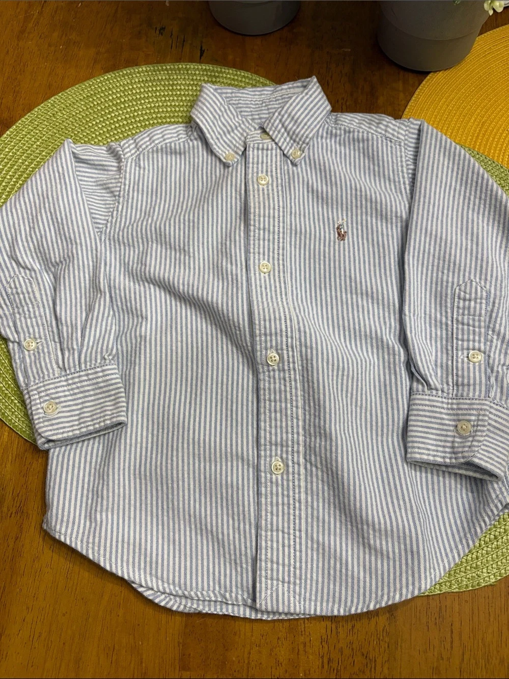 Ralph Lauren Light Blue & White Striped Kids Button-Down Shirt